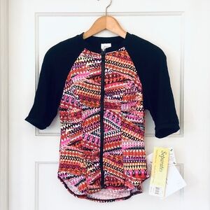 Fit 4 U zip up swim top with built in bra size 8 surf swim kayak water athletic